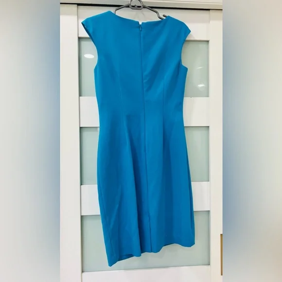Calvin Klein Sleeveless Blue Ruffle Dress - Picture 2 of 3